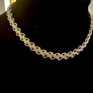 Monet Vintage Silver Link Choker Necklace Signed